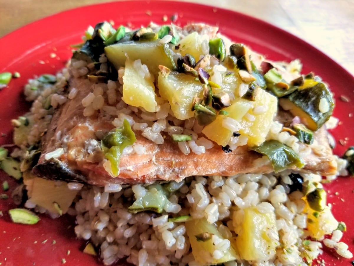 Instant Pot Salmon Recipe – Salmon with Pineapple Zucchini Rice