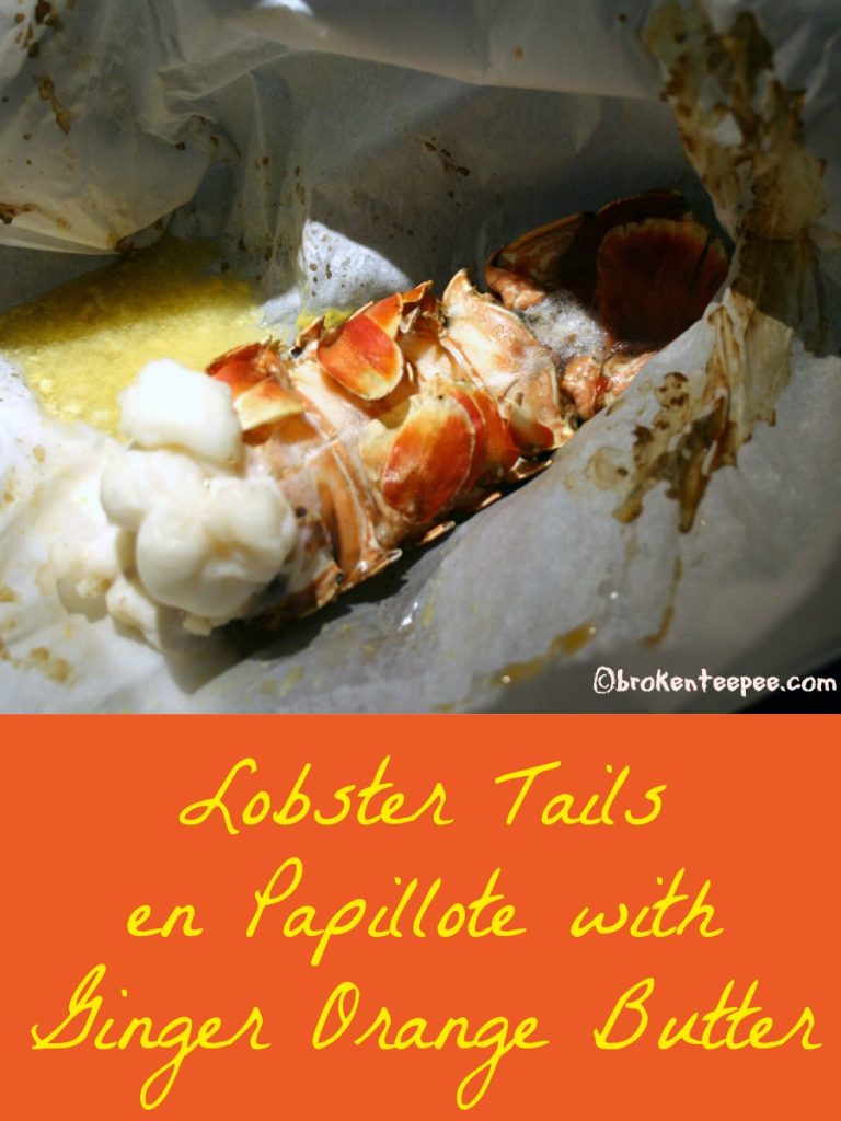 lobster-tails-en-papillote, lobster-tail, lobster dinner, Lobster en Papillote with Ginger Orange Butter