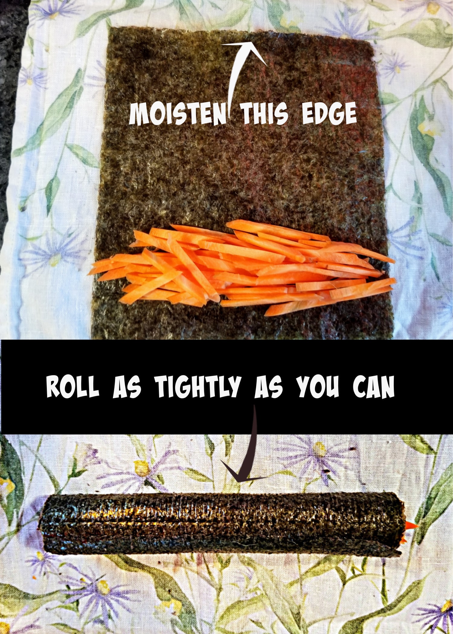 make the carrot sushi, carrot recipe