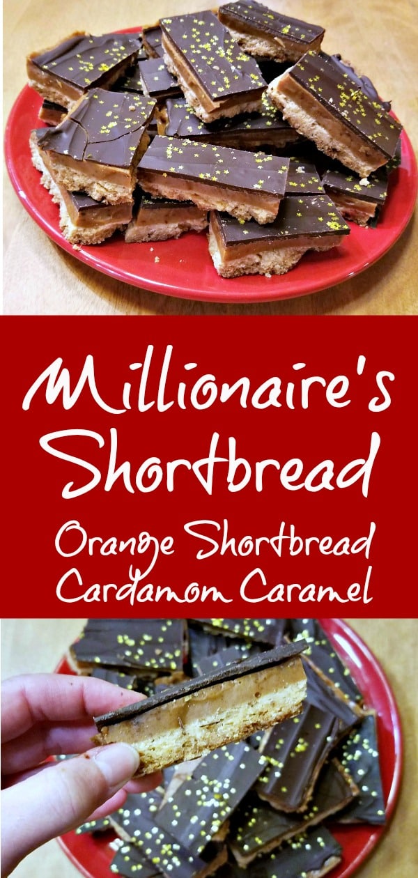 millionaire's shortbread recipe, millionaire bars, orange cardamom millionaire shortbread
