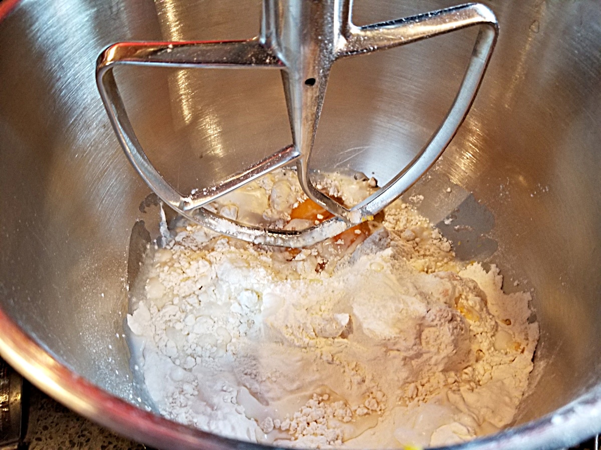 add everything at once to bowl of stand mixer