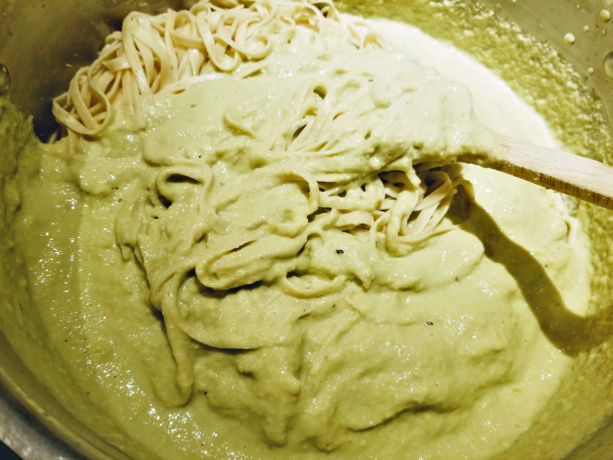 pasta in creamy broccoli sauce
