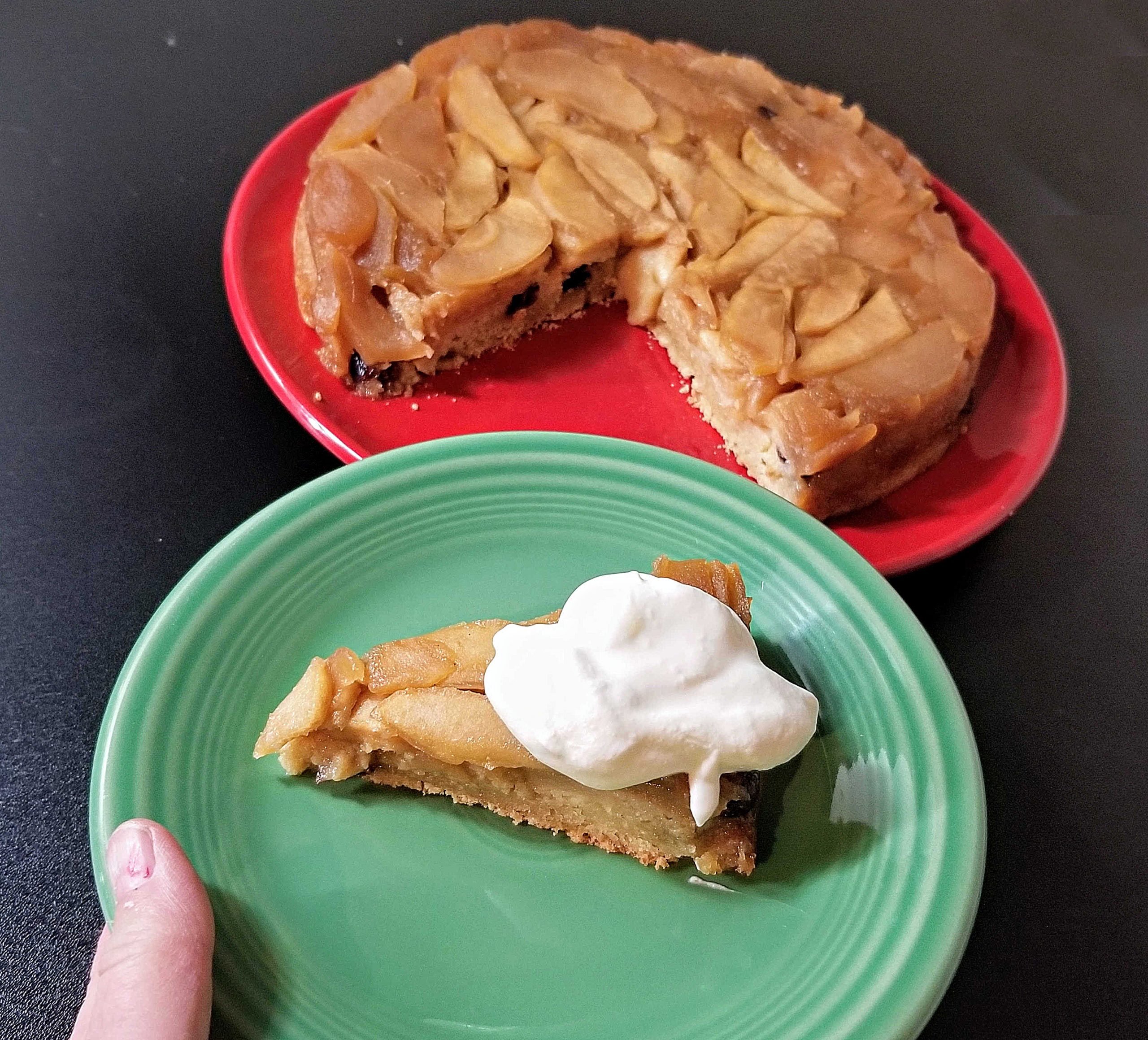 piece of caramel apple upside down cake