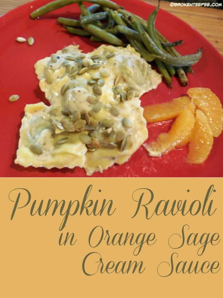 Pumpkin Ravioli in Orange Sage Cream Sauce