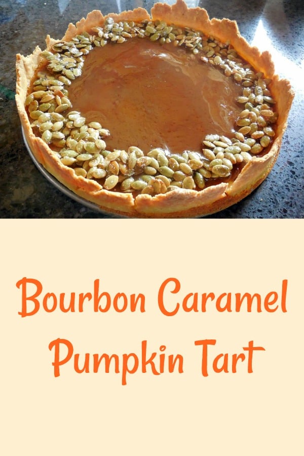 bourbon caramel pumpkin tart, pumpkin dessert, tart