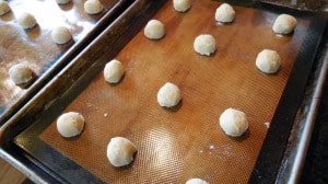 dough balls on cookie sheet