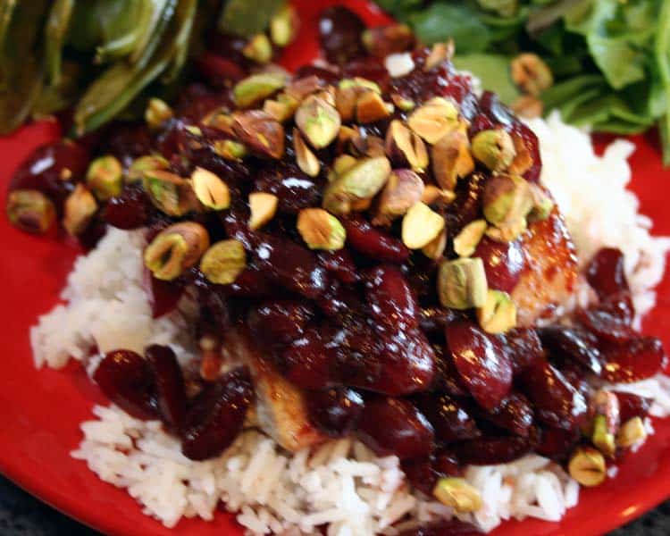 What’s For Dinner? – Mahi-Mahi with Cherry Sauce with Pistachios on Jasmine Rice