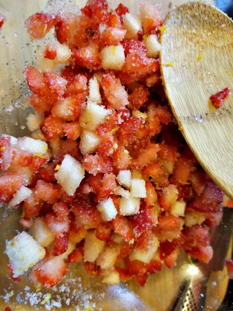 mix strawberries and pear
