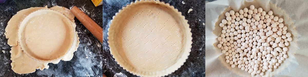 roll the crust, add to tart pan