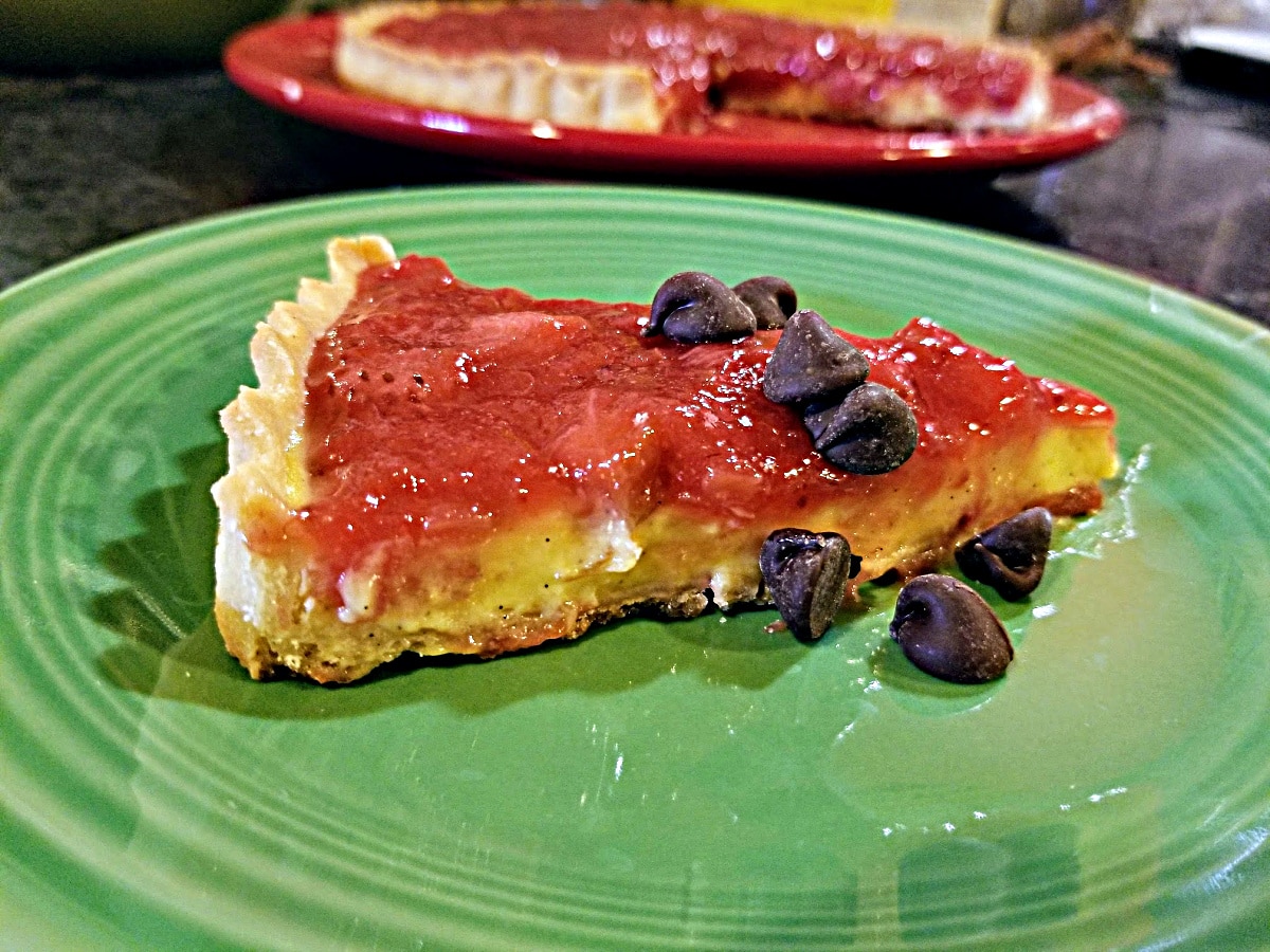 slice of strawberry rhubarb tart